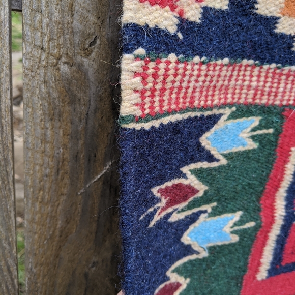 SOLDVintage Woven Wool Southwestern/Aztec Area Rug - Picture 10 of 11